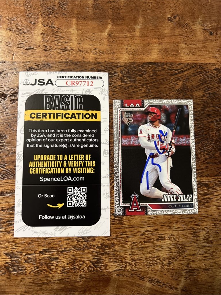 Jorge Soler IP Signed Topps Card JSA Coa Angels Autographed
