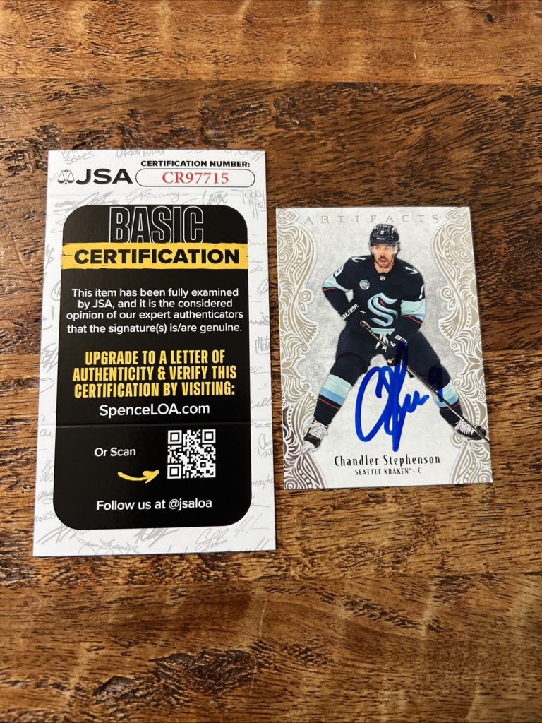 Chandler Stephenson IP Signed UD Artifacts Card JSA Coa Kraken Autographed
