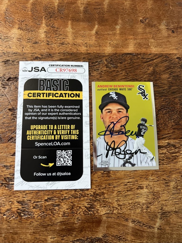 Andrew Benintendi IP Signed Topps Chrome Card JSA Coa White Sox Autographed