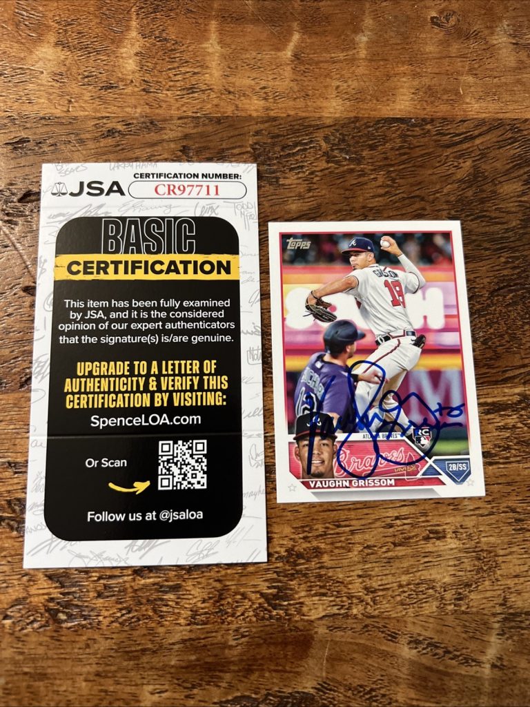 Vaughn Grissom IP Signed Topps Rookie Card JSA Coa Braves Autographed