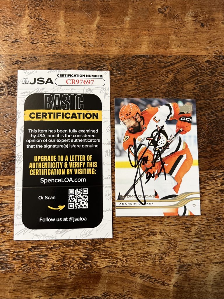 Radko Gudas IP Signed Upper Deck Card JSA Coa Ducks Autographed