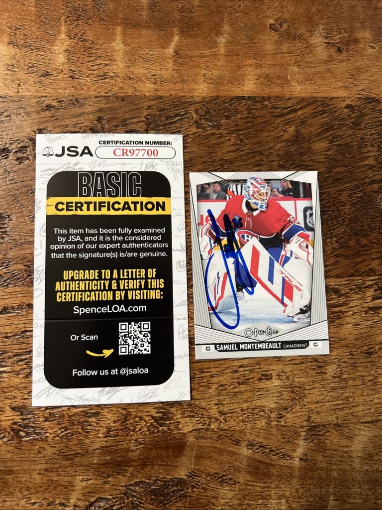 Samuel Montembeault IP Signed O Pee Chee Card JSA Coa Canadiens Autographed