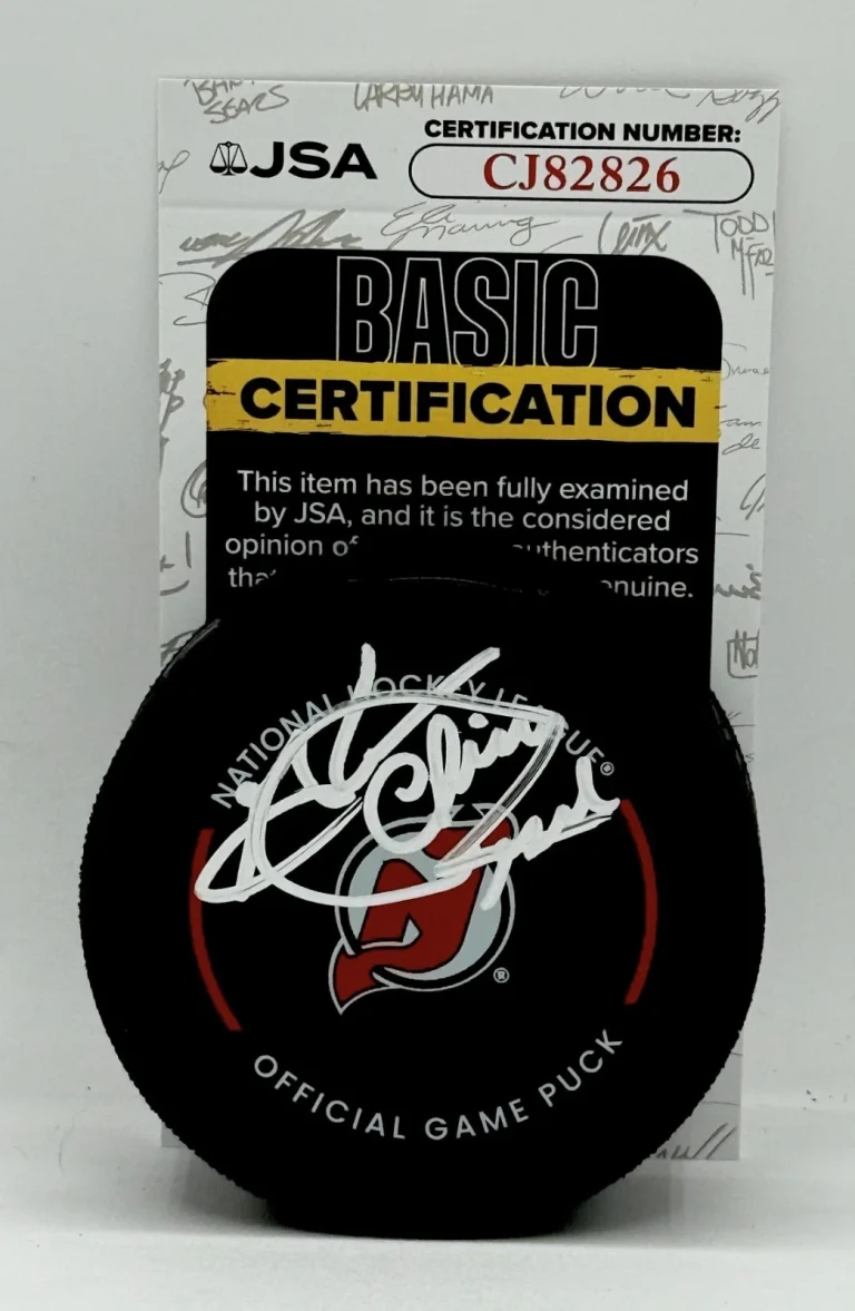 Chico Resch signed New Jersey Devils Official Game Puck autographed JSA