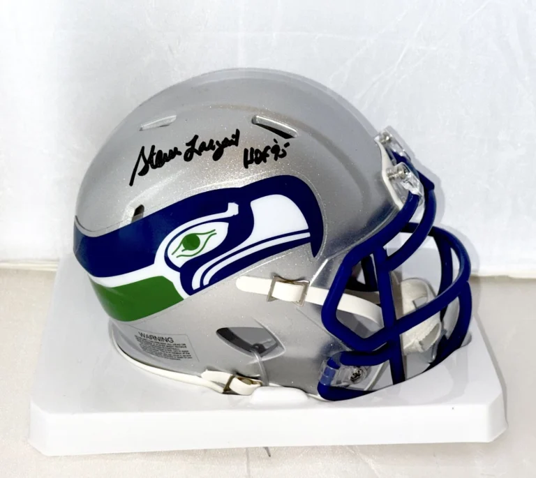 Steve Largent signed Seattle Seahawks Throwback mini helmet W/ HOF Beckett Witn