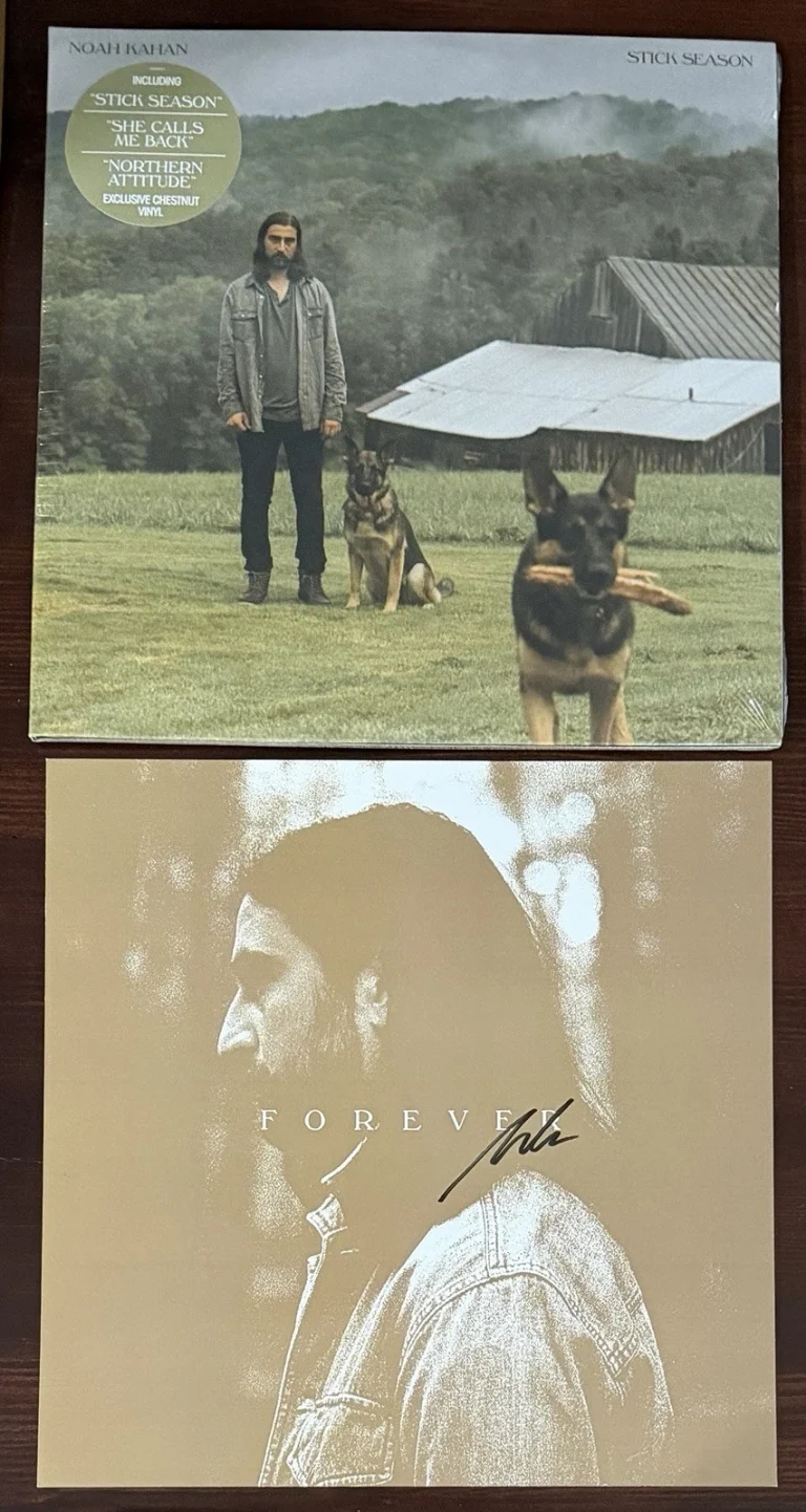 Noah Kahan Stick Season Chestnut Vinyl 2LP & SIGNED Album Art Card PSA DNA COA