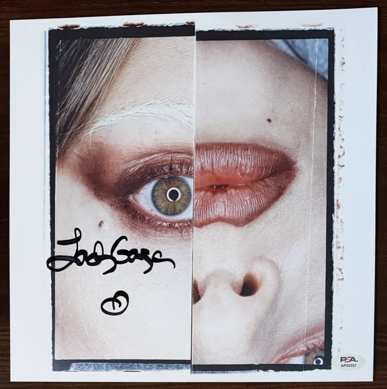 LADY GAGA SIGNED & HEART MAYHEM ALBUM PICTURE ART CARD & VINYL PSA DNA COA AUTO