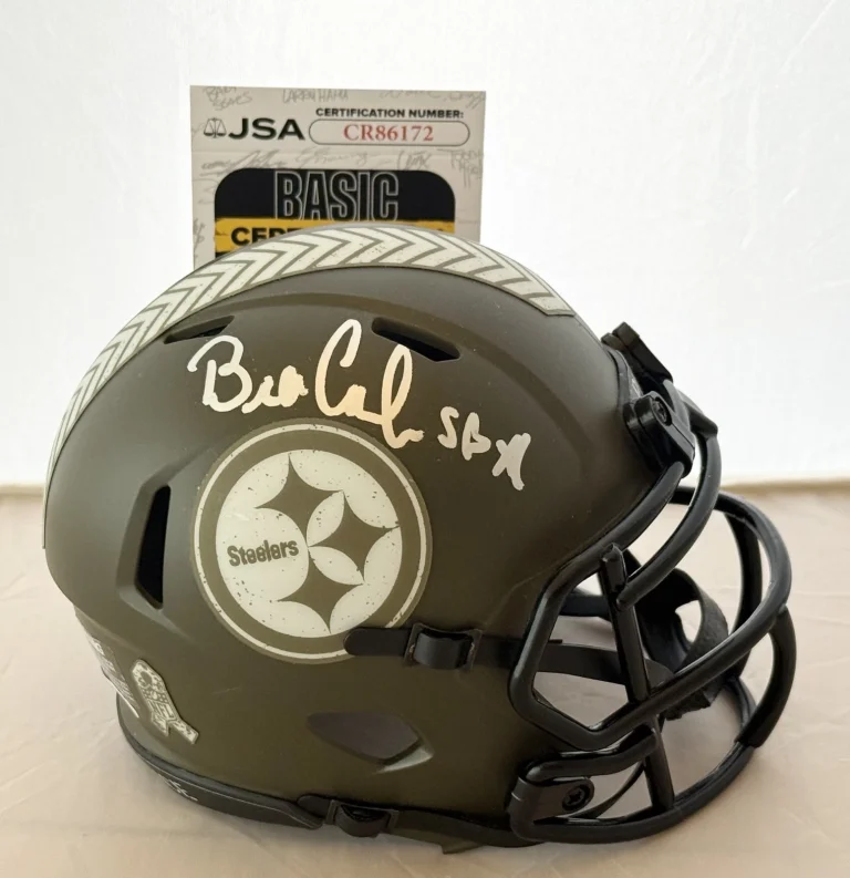 Bill Cowher signed Pittsburgh Steelers Salute To Service mini helmet + SB XL JSA