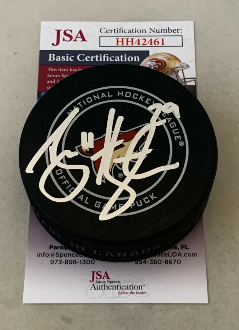 Barrett Hayton signed Arizona Coyotes Official Game Puck autographed JSA