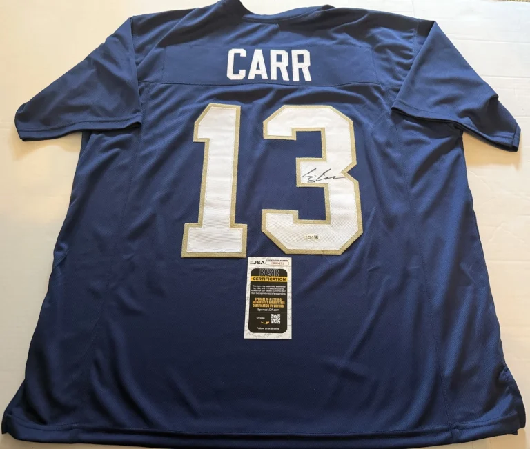 CJ Carr Notre Dame Fighting Irish signed Custom jersey autographed JSA