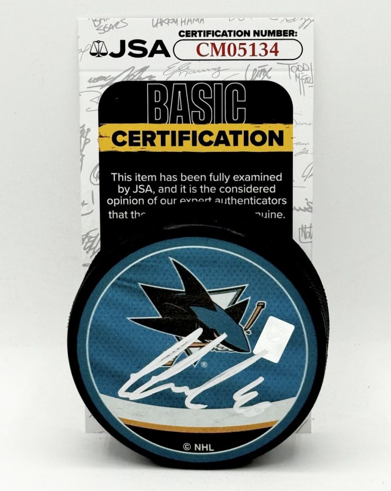 Cam Lund signed San Jose Sharks Reverse Retro Puck autographed JSA