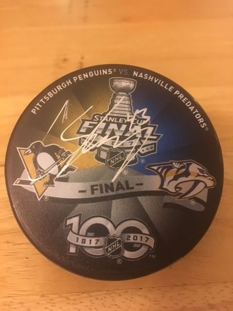 Conor Sheary Pittsburgh Penguins signed 2017 Stanley Cup Final Dueling puck