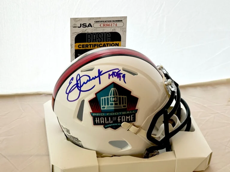 Eric Dickerson Los Angeles Rams signed Hall of Fame mini helmet W/ HOF Ins JSA