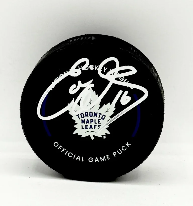 Eddie Olczyk signed Toronto Maple Leafs Game Puck autographed JSA Witnessed