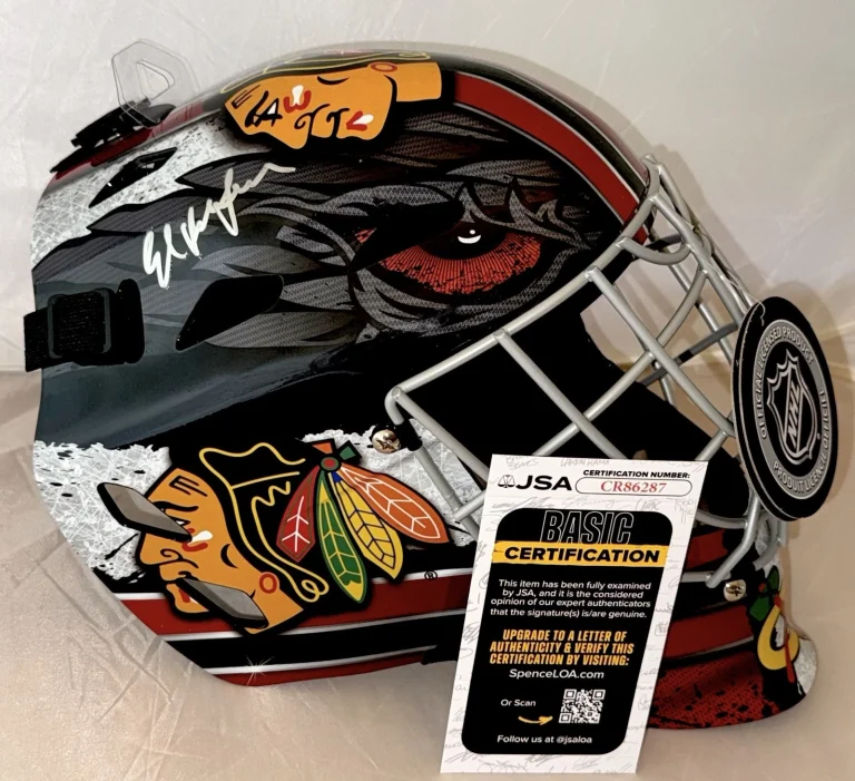 Ed Belfour signed Chicago Blackhawks Full Size Goalie Mask autographed JSA