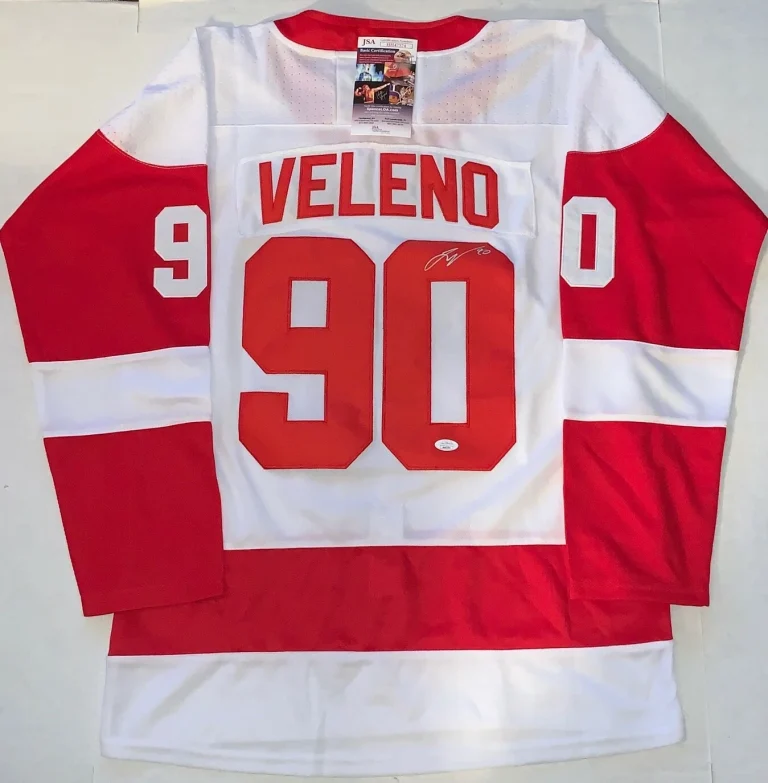 Joe Veleno signed White Detroit Red Wings jersey autographed JSA