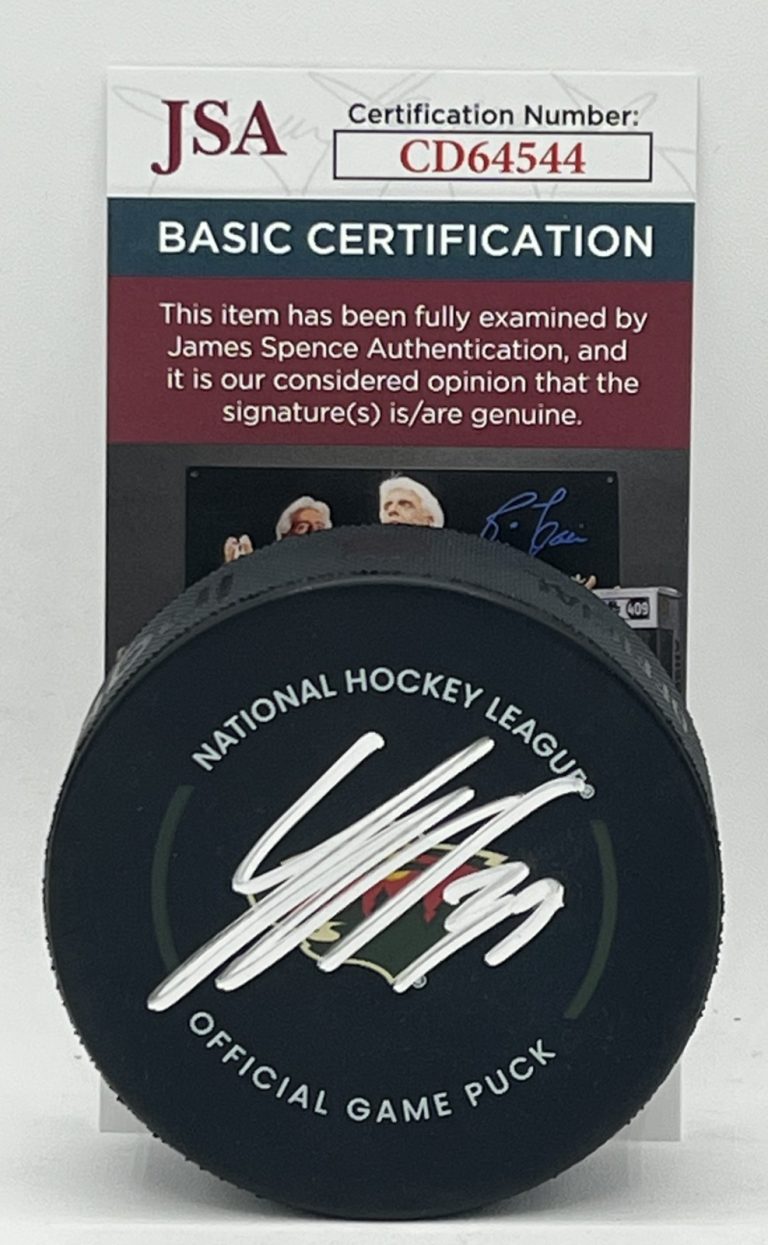 Jesper Wallstedt signed Minnesota Wild Official Game Puck autographed JSA