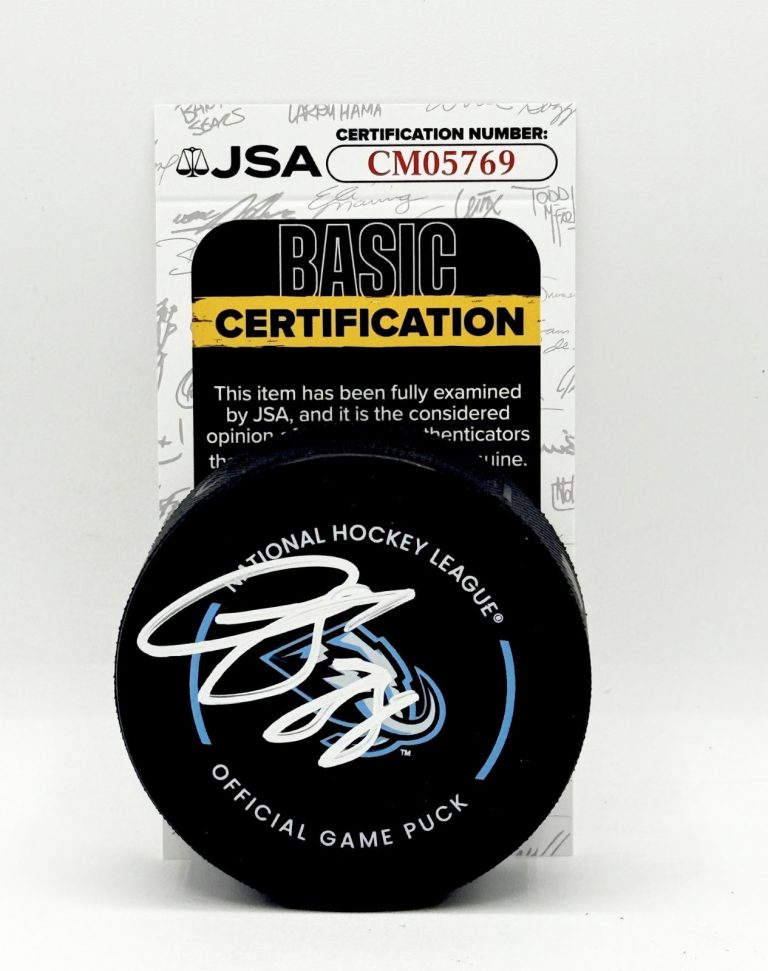 Liam O'Brien signed Utah Mammoth Official Game Puck autographed JSA