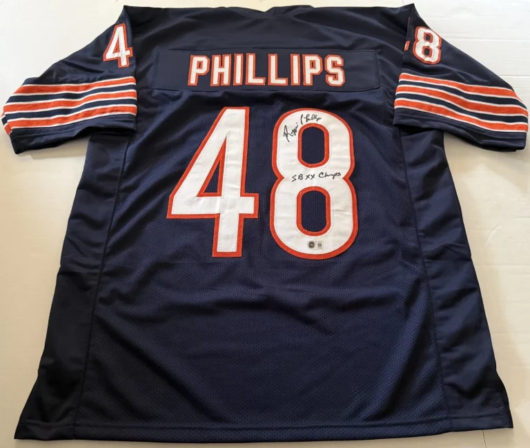 Reggie Phillips Chicago Bears signed Custom jersey + Inscrip Beckett Witnessed