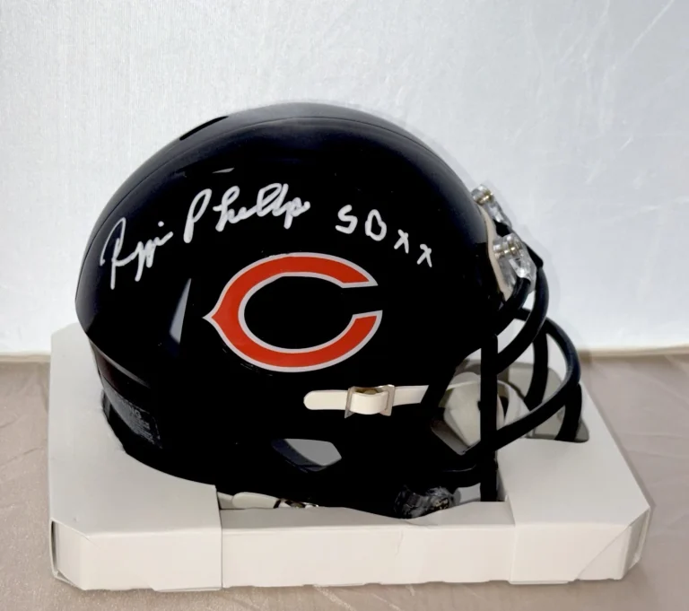 Reggie Phillips signed Chicago Bears mini helmet autographed Beckett Witness COA