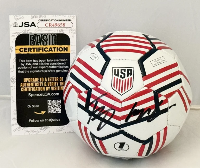Tyler Adams & Weston McKennie signed Team USA mini Soccer Ball World Cup JSA
