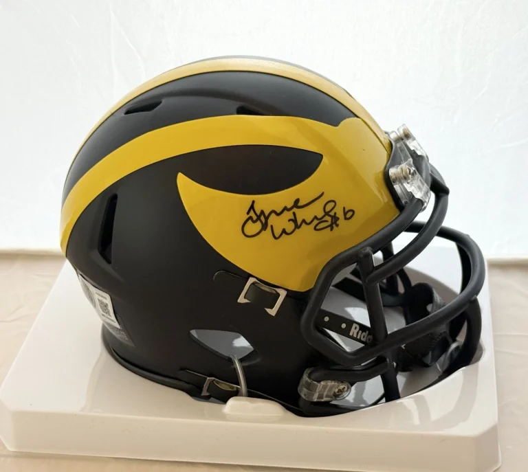 Tyrone Wheatley signed Michigan Wolverines mini helmet Beckett Witnessed