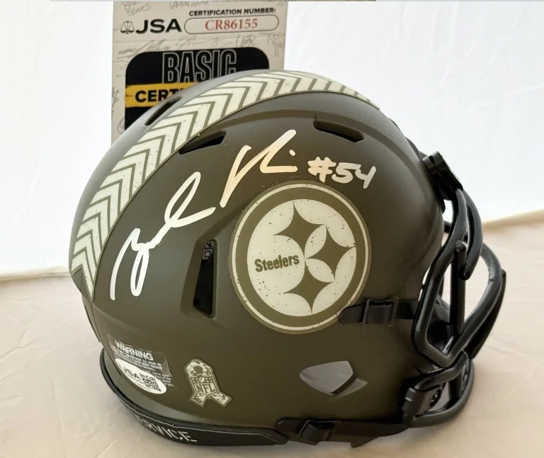 Zach Frazier signed Pittsburgh Steelers Salute To Service mini helmet JSA