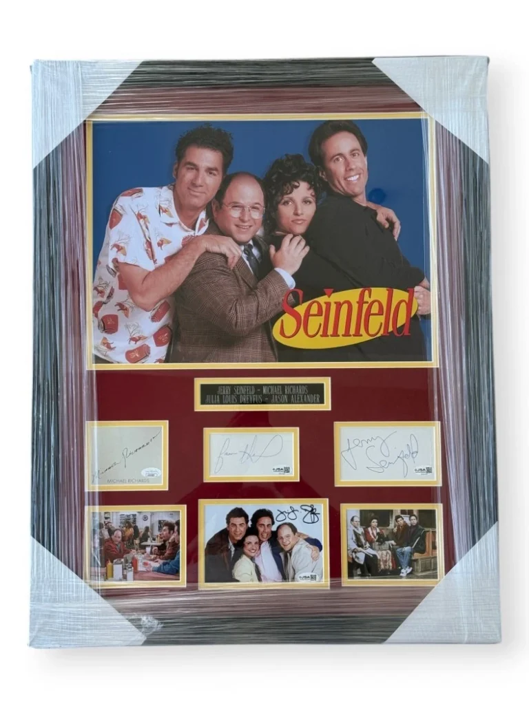 Seinfeld Autographed Cuts & Photo Jerry Seinfeld Michael Richards +2 Framed JSA