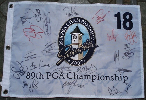 PGA CHAMPIONSHIP GOLF FLAG SIGNED BY 23 W/ MCDOWELL, FOWLER, & MORE!