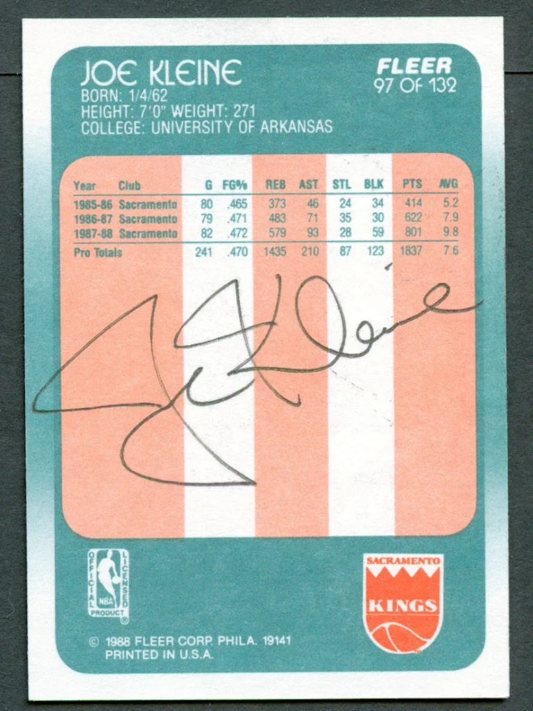 Joe Kleine #97 signed autograph auto 1988-89 Fleer Basketball Trading Card