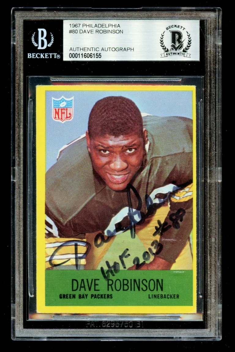 Dave Robinson #80 signed autograph 1967 Philadelphia ROOKIE Football Card BAS