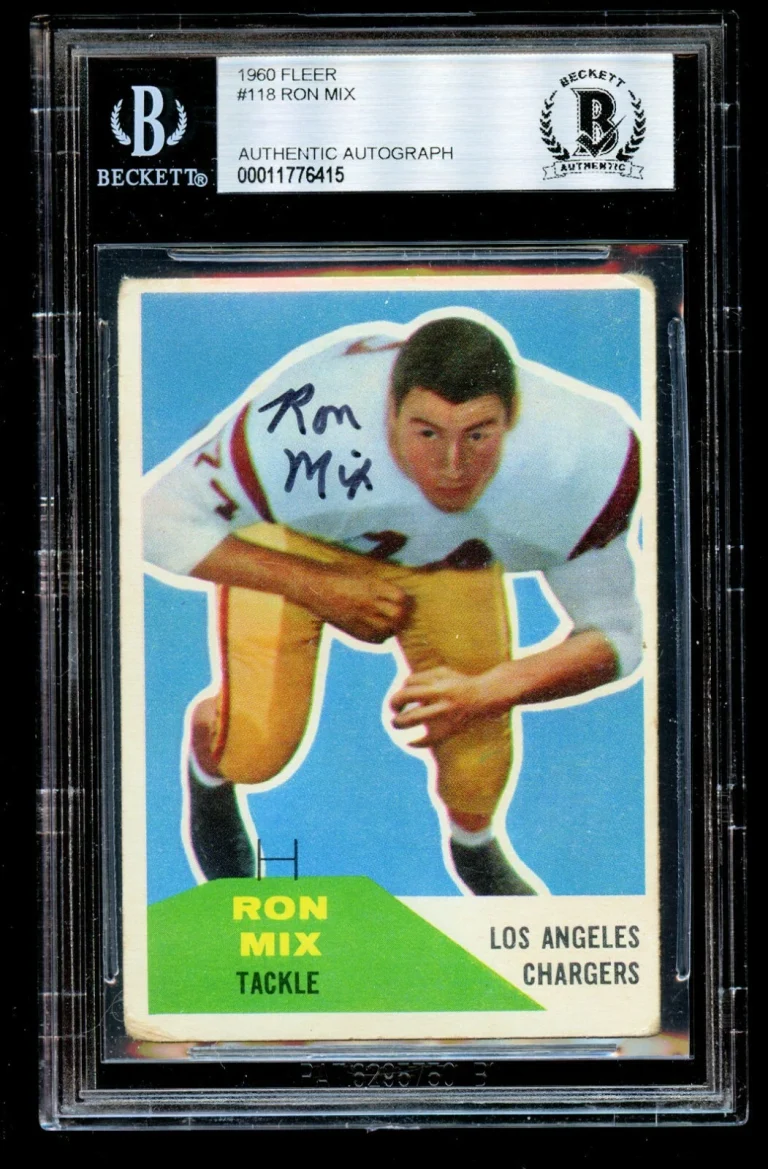 Ron Mix #118 signed autograph auto 1960 Fleer ROOKIE Football Card BAS Slabbed