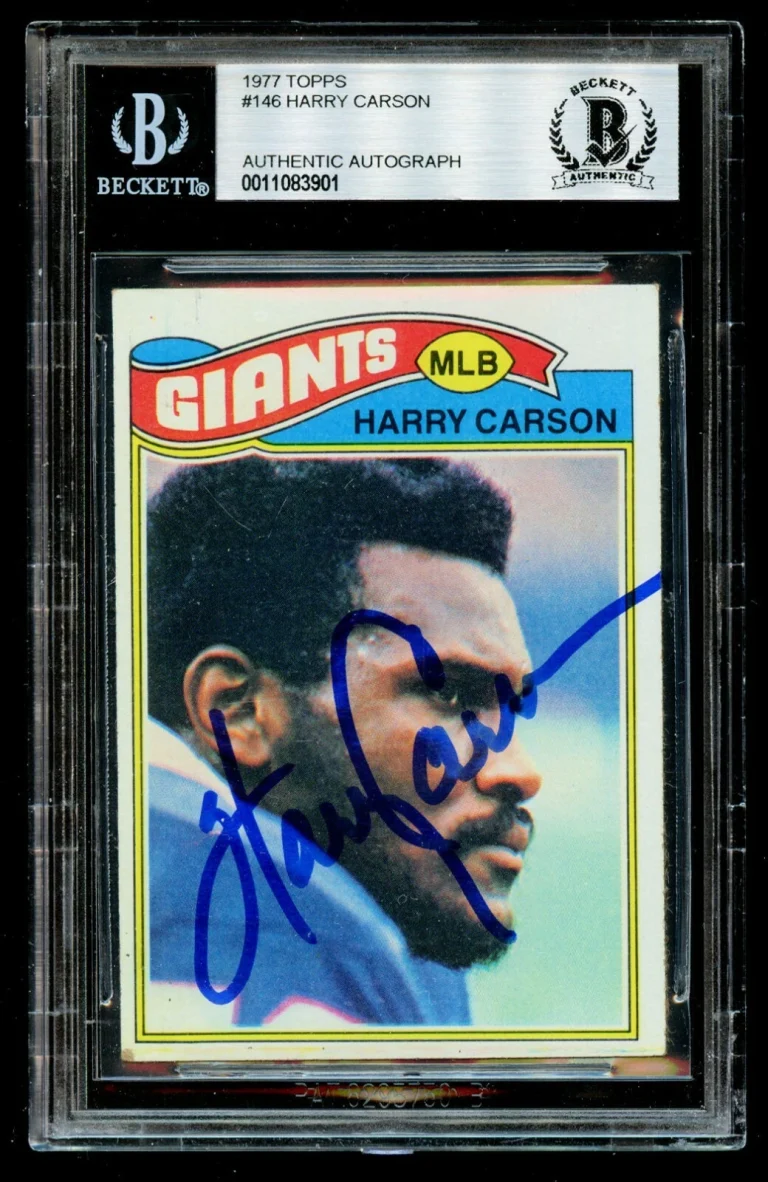 Harry Carson #146 signed autograph 1977 Topps ROOKIE Football Card BAS Slabbed