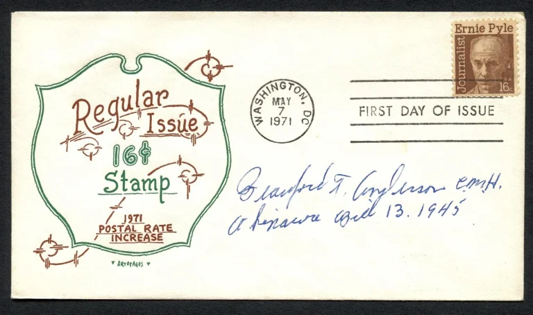 Beauford Anderson d1996 signed autograph FDC Medal of Honor Recipient Army WWII