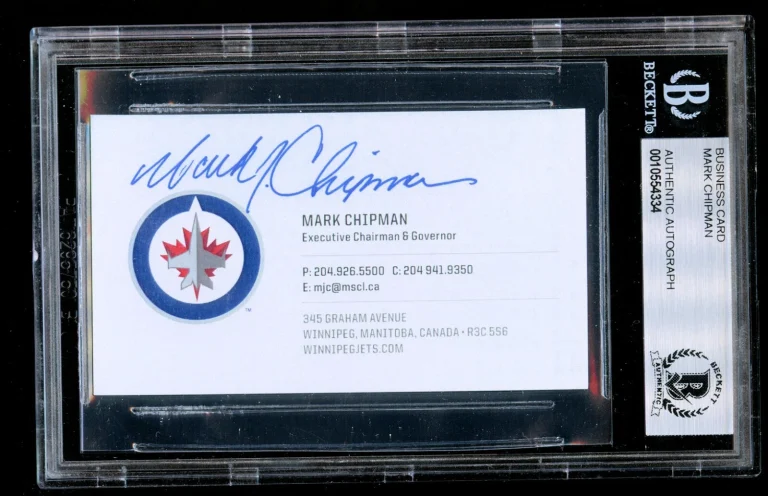 Mark Chipman signed autograph Chairman Governor Winnipeg Jets Business Card BAS
