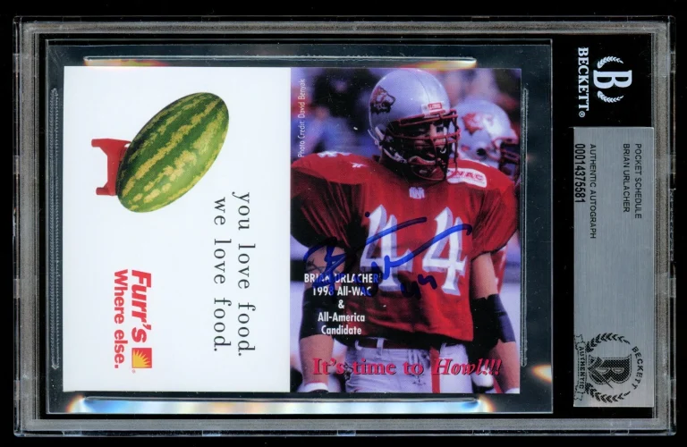 Brian Urlacher signed autograph auto 1999 New Mexico Lobos Pocket Schedule BAS