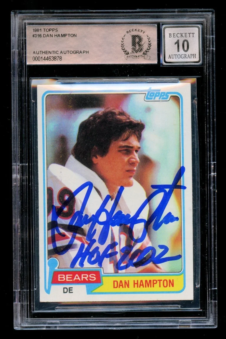 Dan Hampton #316 signed auto 1981 Topps Football Card Autograph Grade 10 BAS