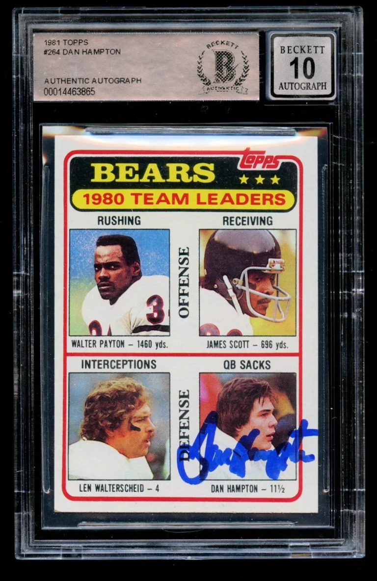 Dan Hampton #264 signed auto 1981 Topps Football Card Autograph Grade 10 BAS