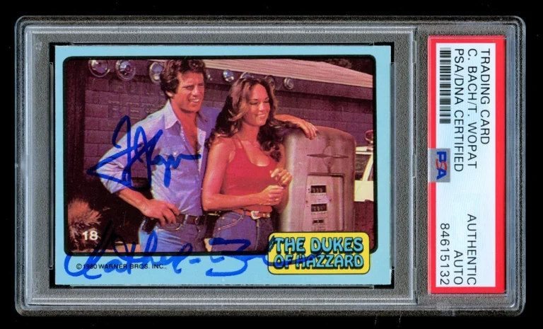 Catherine Bach & Tom Wopat signed autograph The Dukes of Hazzard Card PSA Slab