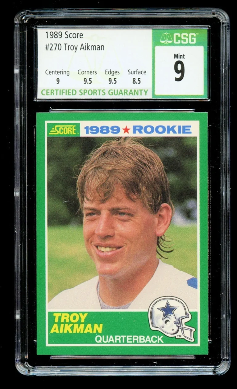 Troy Aikman #270 Score 1989 ROOKIE Card UCLA Dallas Cowboys CSG Mint 9