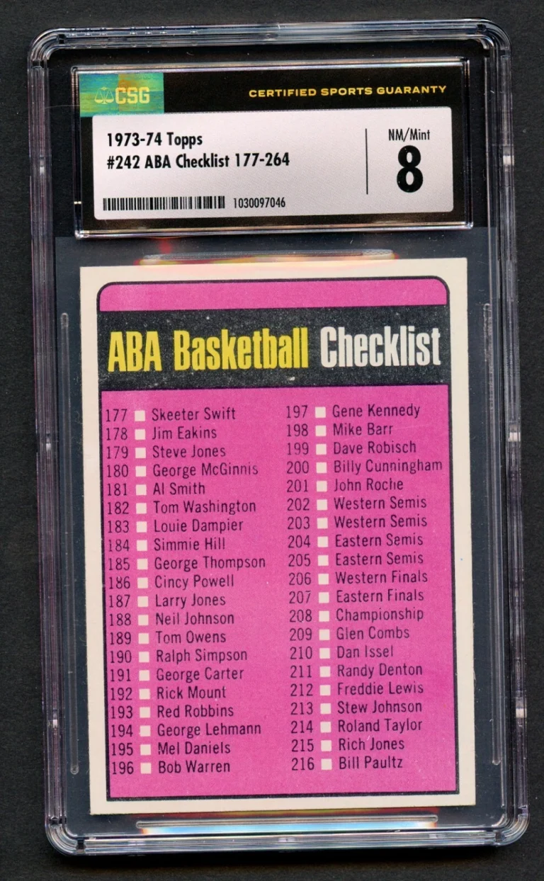 ABA Checklist (177-264) #242 Topps 1973-74 Basketball Trading Card CSG NM Mint 8