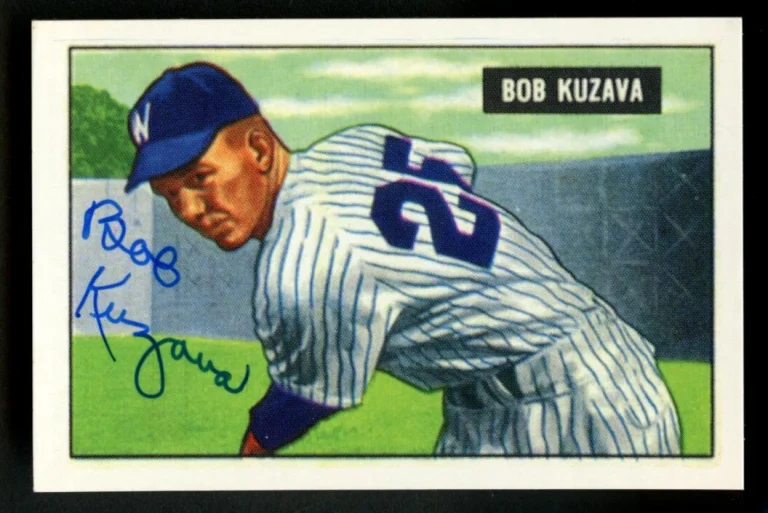 Bob Kuzava #97 signed auto 1951 Bowman CCC 1986 Reprint Baseball Card Yankee~