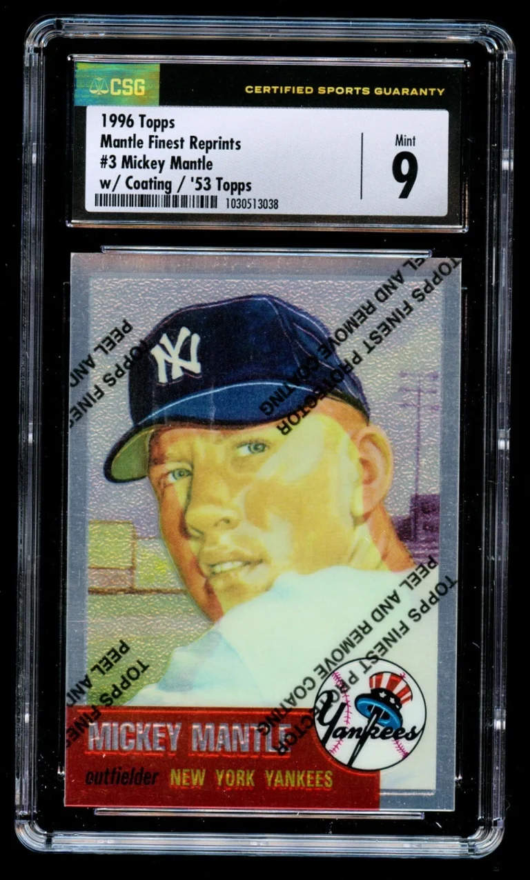 Mickey Mantle #3 Topps 1996 Mantle Finest Reprints with Coating Card CSG 9