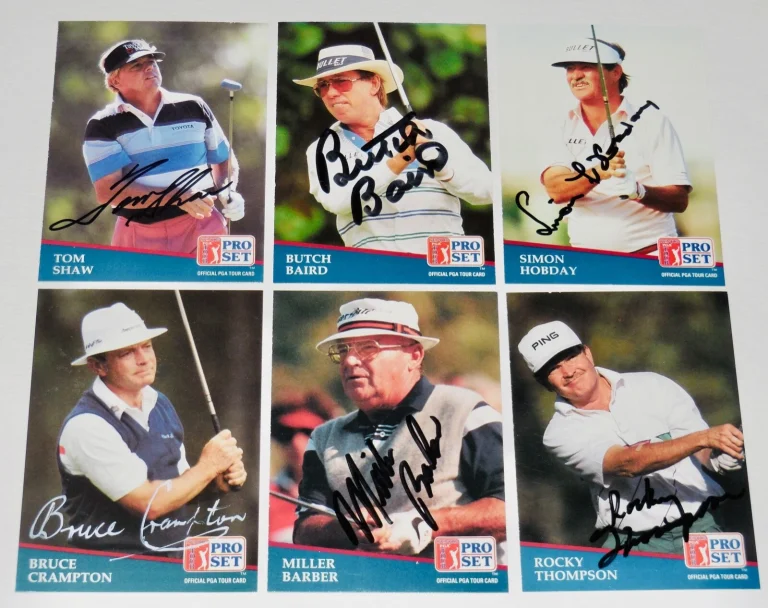 LOT OF (6) 1991 PRO SET AUTOGRAPHED PGA CARDS - Bruce Crampton, Miller Barber,