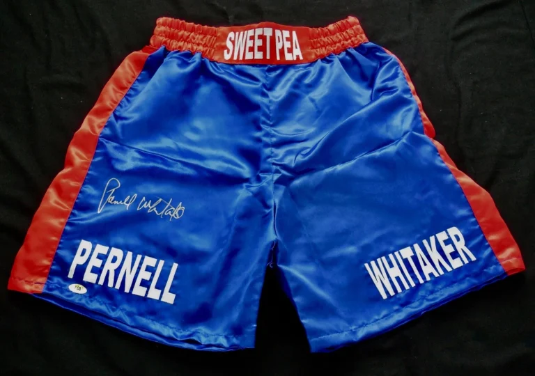 PERNELL WHITAKER AUTOGRAPHED BOXING TRUNKS (SWEET PEA) - MAB HOLOGRAM!