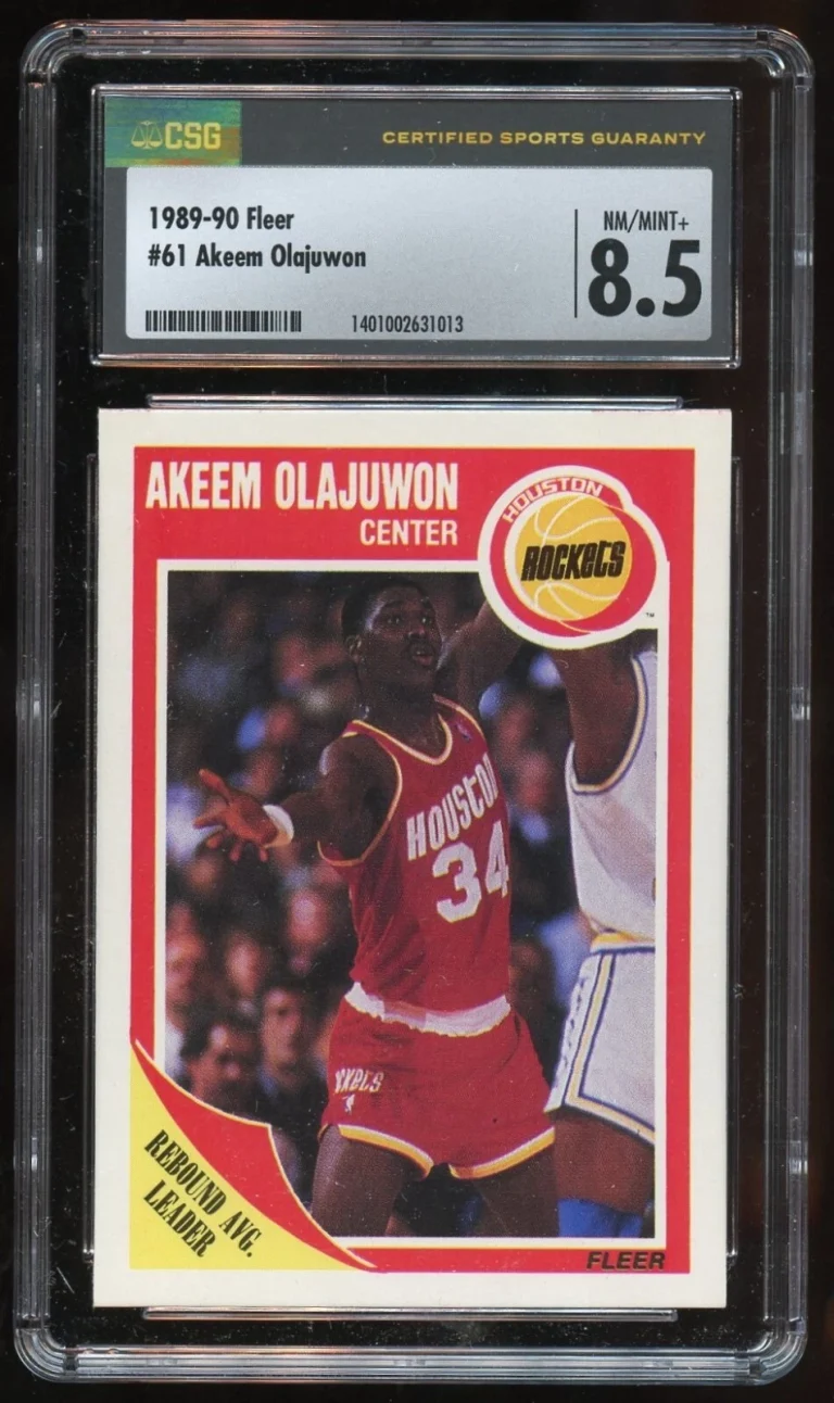 Akeem Olajuwon #61 Fleer 1989-90 Houston Rockets Trading Card CSG 8.5