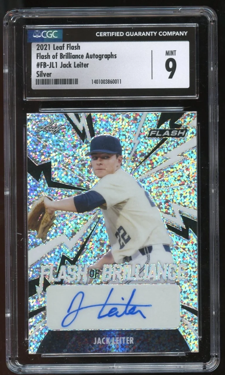 Jack Leiter #FB-JL1 Leaf Flash of Brilliance Autographs 2021 Silver Card CGC 9