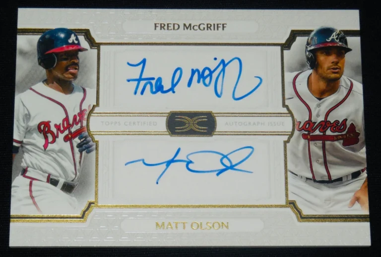 MATT OLSON & FRED MCGRIFF AUTOGRAPHED BASEBALL CARD (ATLANTA BRAVES) #07 of 35!