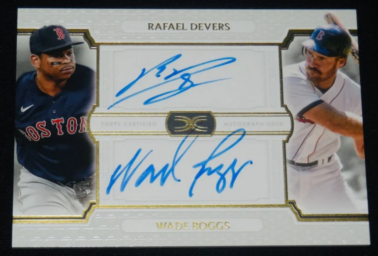 RAFAEL DEVERS & WADE BOGGS AUTOGRAPHED BASEBALL CARD (BOSTON RED SOX) #12 of 35!