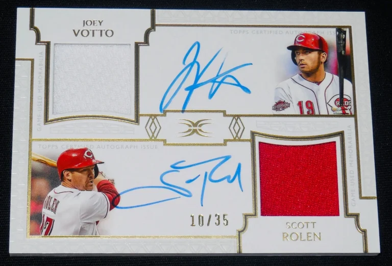 JOEY VOTTO & SCOTT ROLEN AUTOGRAPHED DUAL RELIC BASEBALL CARD #10 of 35!