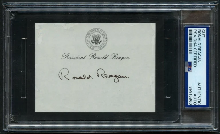 Ronald Reagan signed autograph 3x4 40th US President White House Stationery PSA